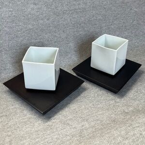 Ceramic Candle Holders & Wood Base